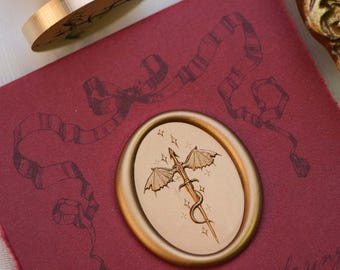 3D Relief Dragon & Sword Wax Seal Stamp | Starry European Medieval Vintage Embossed Design | Letter Sealing | Gift Ideas for Collectors