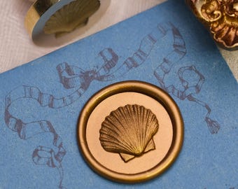 Seashell Relief Wax Seal Stamp: Elegant Embossed Seal for Invitations & Packaging
