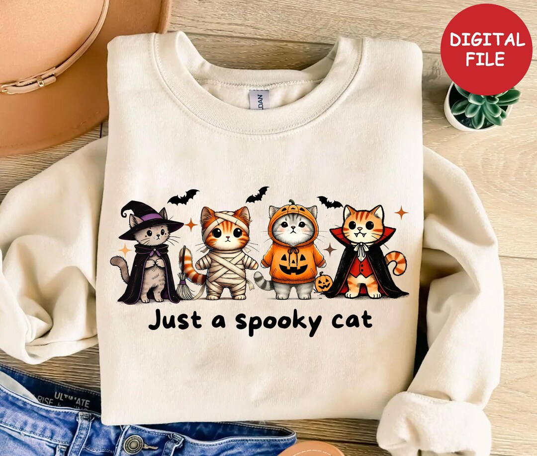 Just A Spooky Cat PNG, Cute Halloween Cats Clipart, Witch Mummy Pumpkin ...