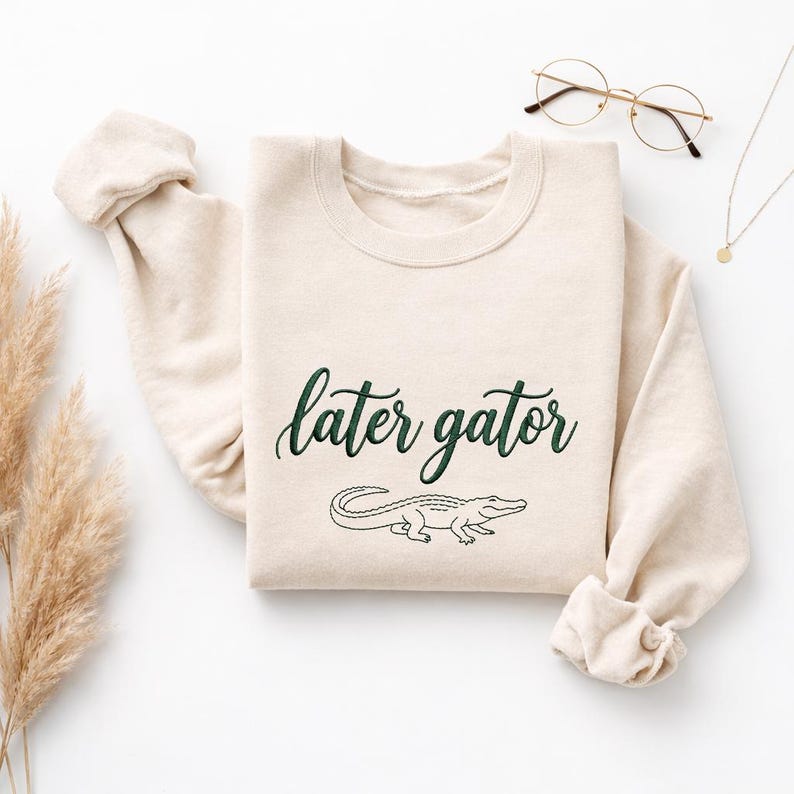 Alligator Script Later Gator Embroidery Design, Minimal Alligator Quote File, Script ...