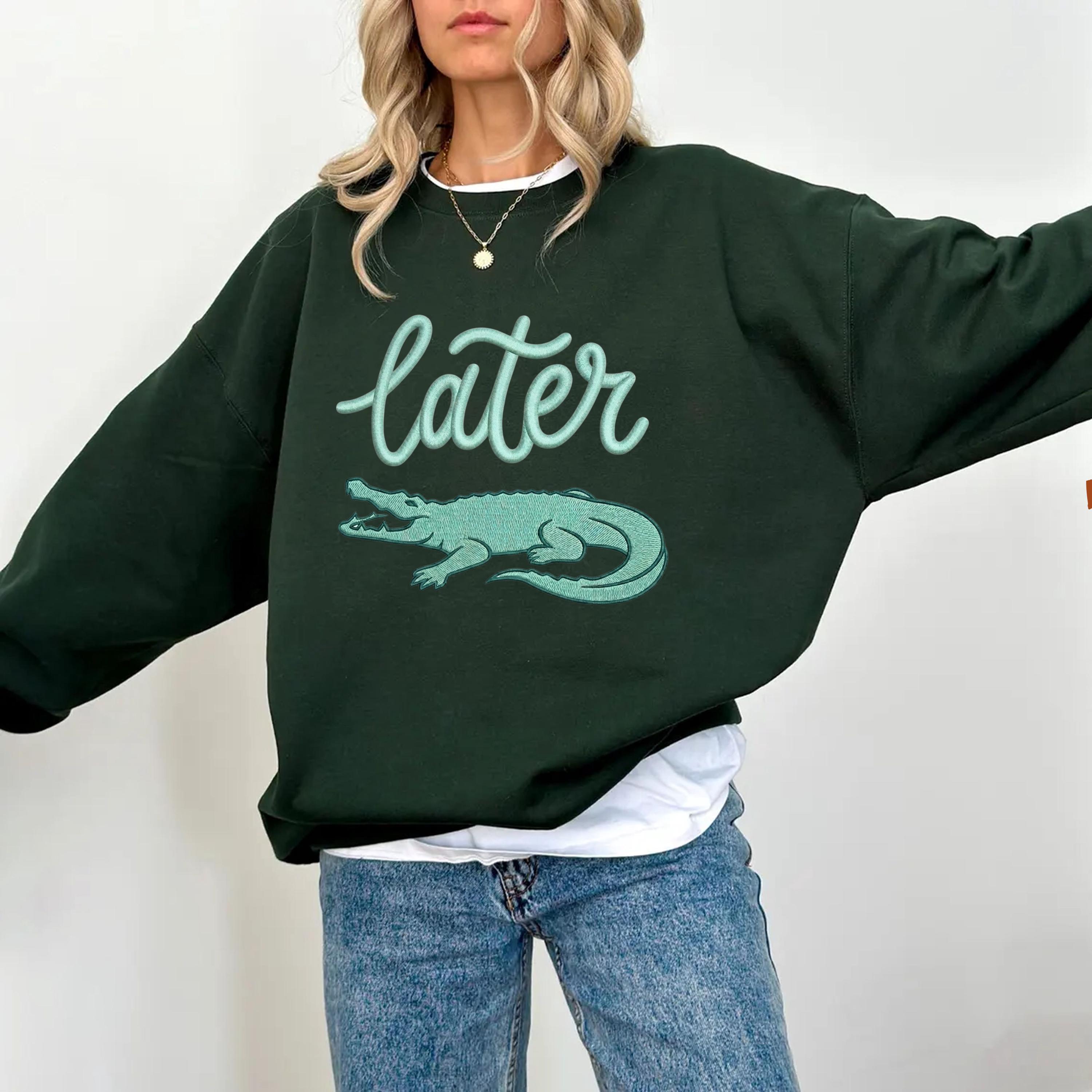 Alligator Script Later Gator Embroidery Design, Minimal Script Alligator Embroidery File ...