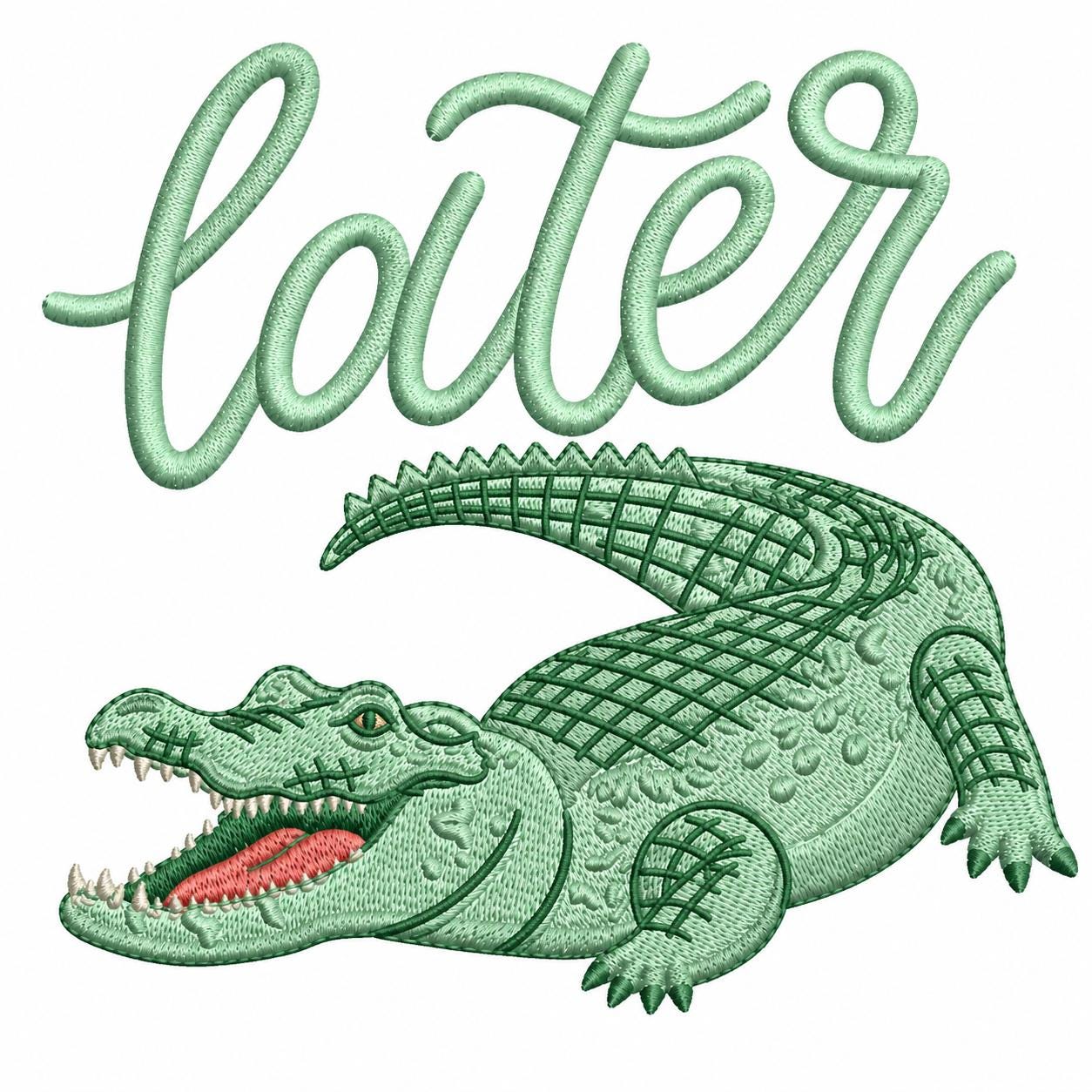 Alligator Script Later Embroidery Design, Alligator Embroidery File, Preppy Script Gator ...