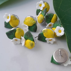 Citrus fruit earrings,lemon minimalist jewelry,lemon studs,small flower,green leaf.WHOLESALE available,handmade jewelry