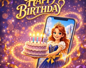 Princess Birthday Video Message | Happy Birthday Greeting for Girls | Magical Phone Birthday Animation | Kids Birthday Surprise