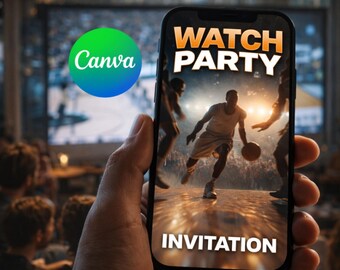 Editable Basketball Birthday or Watch Party Invitation Video | Sports Party Invite  | Canva Template, Digital Download