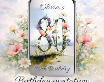 Custom 80 Years in Bloom – Animated Garden Party Invitation  | Premium Celebration Design | Fast Delivery