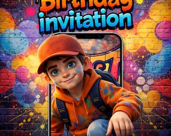 Custom Animated Graffiti Birthday Invitation | 6 7 Meme | Street Art Boy Birthday Video | Custom Digital Invite