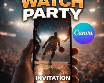 Editable Basketball Birthday or Watch Party Invitation Video | Sports Party Invite  | Canva Template, Digital Download