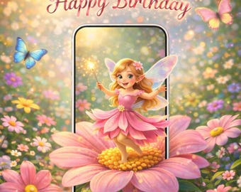 Magical Fairy Happy Birthday Video Card | Cute Flower Fairy Birthday Greeting | Kids Birthday Animation | Digital Download