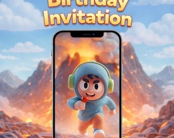 Spersonalizowane zaproszenie urodzinowe w stylu Epic Brawl Stars | Animowane zaproszenie na imprezę dla dzieci | Film o tematyce przygodowej