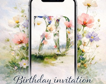 Custom 70 Years in Bloom – Animated Garden Party Invitation  | Premium Celebration Design | Fast Delivery