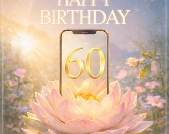 60th Birthday Video E-card | Elegant Lotus Flower Theme | Golden Happy Birthday Animation