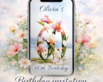 Custom 60 Years in Bloom – Animated Garden Party Invitation  | Premium Celebration Design | Fast Delivery