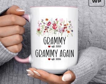 Personalized Floral Grammy Mug, Custom Est. 2020/2026 Gift