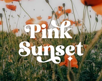 Carattere Pink Sunset - Carattere moderno retrò - Pacchetto di caratteri, Carattere per Cricut, Pacchetto di caratteri per Cricut, Caratteri groovy, Caratteri in stile rustico, Carattere retrò