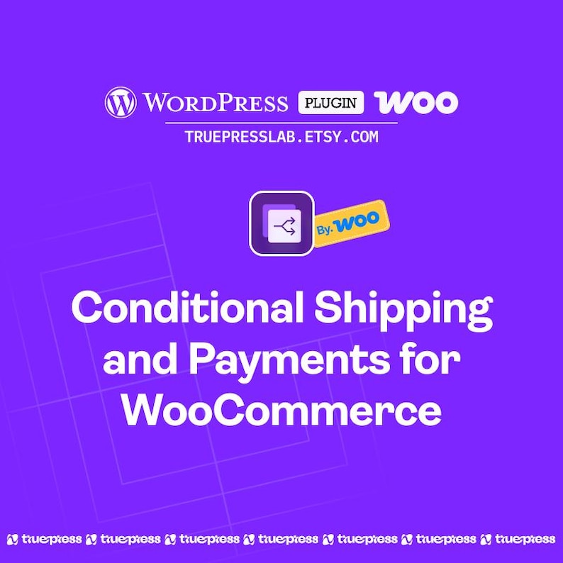 May include: A purple graphic with white text promoting a WordPress plugin for WooCommerce. The text reads "Conditional Shipping and Payments for WooCommerce." The image includes the WordPress and Woo logos.