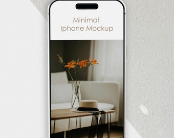 Mockup minimo di iPhone PSD / Presentazione dello schermo del telefono (download digitale)