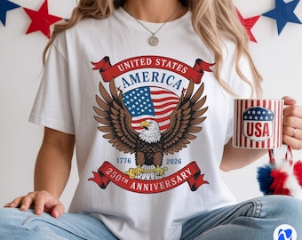 アメリカハクトウワシ250周年記念Tシャツ｜アメリカ国旗エンブレム、1776-2026｜SHIRT0003