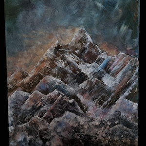 Annapurna original acrylic painting no frame mountain Himalayas