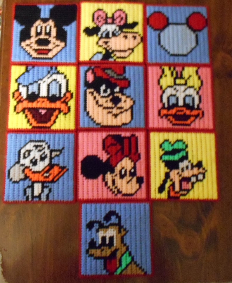 Mickey Mouse Club House Match Game Plastic Canvas Pattern image 1