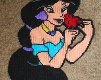 Jasmine with Bird From Aladdin Plastic Canvas Pattern