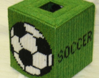 Soccer Tissue Box Cover Plastic Canvas Pattern