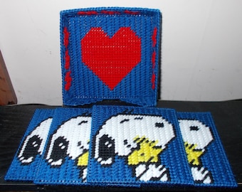 Snoopy Coasters with Holder Plastic Canvas Pattern