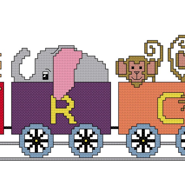 A Circus Train Cross Stitch Pattern