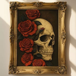 Skull Rose Print
