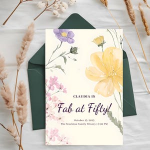 Fab at Fifty 50th Birthday Party Invite Customizable