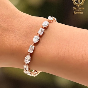 Multi Shaped Lab Grown Diamond Bracelet For Women Mixed Cut Diamond Tennis Bracelet Radiant/Oval/Heart/Pear/Emerald Cut Moissanite Bracelet