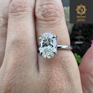 Oval Engagement Ring 14k Solid Gold Moissanite Solitaire Ring for Women Simple Moissanite Band Oval Cut Diamond Proposal Ring for Her Gift
