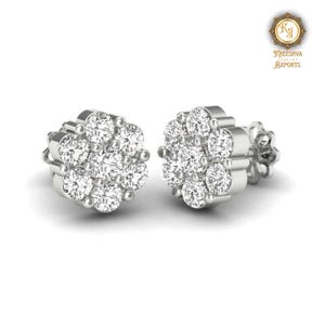 Round Moissanite Engagement Earrings/ Cluster Set Moissanite Stud Earrings/ Flower Style Bridal Earrings/ Dangle Moissanite Wedding Earrings