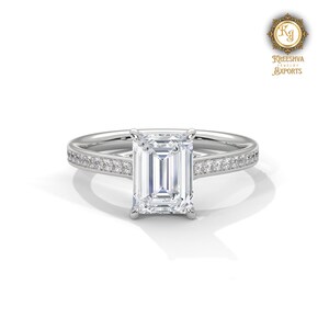 1.50 Ct Emerald Cut Moissanite Engagement Ring, Emerald Cut Ring, Moissanite Engagement Ring, Solitaire Emerald Cut Ring