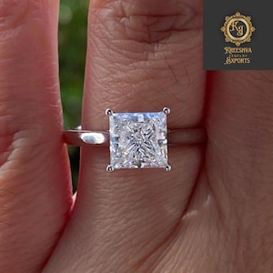 Princess Cut 1,50 CT Moissaniet verlovingsring: effen diamant witgouden bruidsring