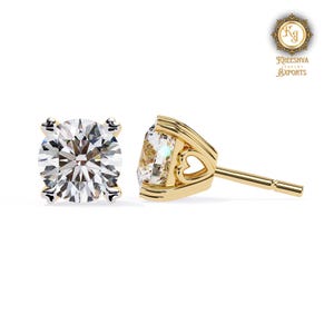 3.0 TCW Round Cut Moissanite Diamond Stud Earrings, Women Jewelry, Round Shape Diamond Earrings, Solitaire Earrings, Silver Jewelry