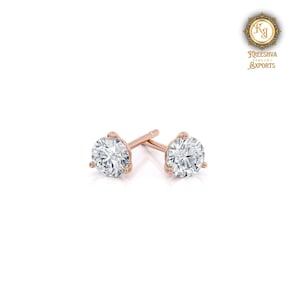 4 Prong Moissanite Earring Studs, Round Cut Moissanite 925 Silver Stud, 1ct+1ct Real Moissanite Earring Anniversary Stud, Push Back Earring