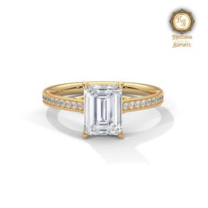 1,50 Ct Moissanite Smaragdschliff Verlobungsring, Moissanite Verlobungsring, Solitaire Smaragdschliffring.