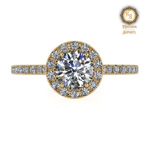 2.0 CT Round Moissanite Halo Engagement Ring: Vintage Bridal Style