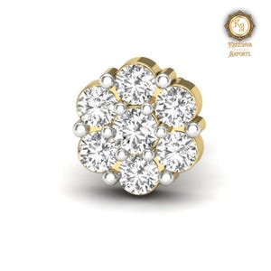 Flower Set Halo Designer Stud Earring, Delicate Round Cut Moissanite Wedding Earring, Screw Back Style 7 Stone Solitaire Anniversary Earring