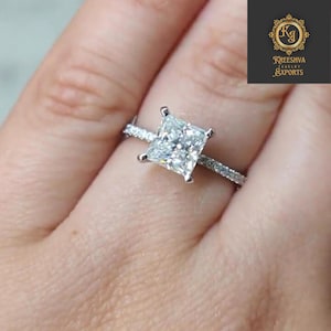 Princess Cut Moissaniet verlovingsring van 2,50 kt - 14 kt witgoud solitaire
