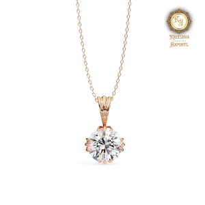 1.50 CT Round Moissanite Solitaire Pendant: Sterling Silver, Gold, or Platinum