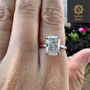 3 Carat Elongated Cushion Cut Moissanite Engagement Ring, Wedding Ring, Cushion Cut Solitaire Ring, Anniversary Cushion Cut Moissanite Ring