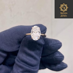 2.50 CT Oval Moissanite Solitaire Engagement Ring: Sterling Silver, Gold Options