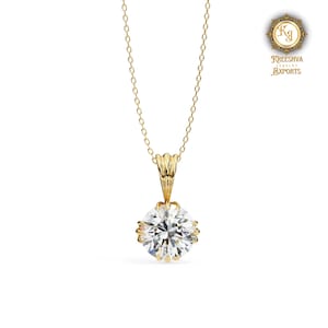 VVS Round Brilliant Cut Moissanite Diamond Pendant, Solitaire Diamond Pendant Perfect Girt, Birthday Gift For Wife, gift for her