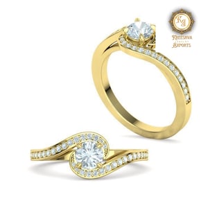 2.0 CT Moissanite Tension Set Anniversary ring, Classic Round Cut Moissanite Designer Wedding Ring, Bypass Shank Twisted Engagement Ring