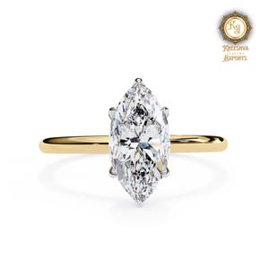 2.0 CT Marquise Moissanite Engagement Ring: Cathedral Setting, DEF Color