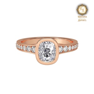2 Carat Cushion Cut Moissanite Ring, Bezel Set Engagement Ring, 14K Gold Wedding Ring, 14k Gold Ring, Cushion Diamond Ring, Anniversary Ring