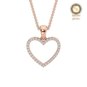Hartvormige hanger met ronde Moissaniet-diamant, perfect cadeau voor Valentijn, Valentijnsdagcadeau, 18k gouden hanger, cadeau voor liefde