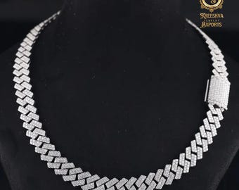 Real VVS1 Moissanite Diamond Cuban Link Chain Hip Hop Chain, VVS Diamond Chain, BustDown Cuban Necklace, Rapper Miami Cuban Chain